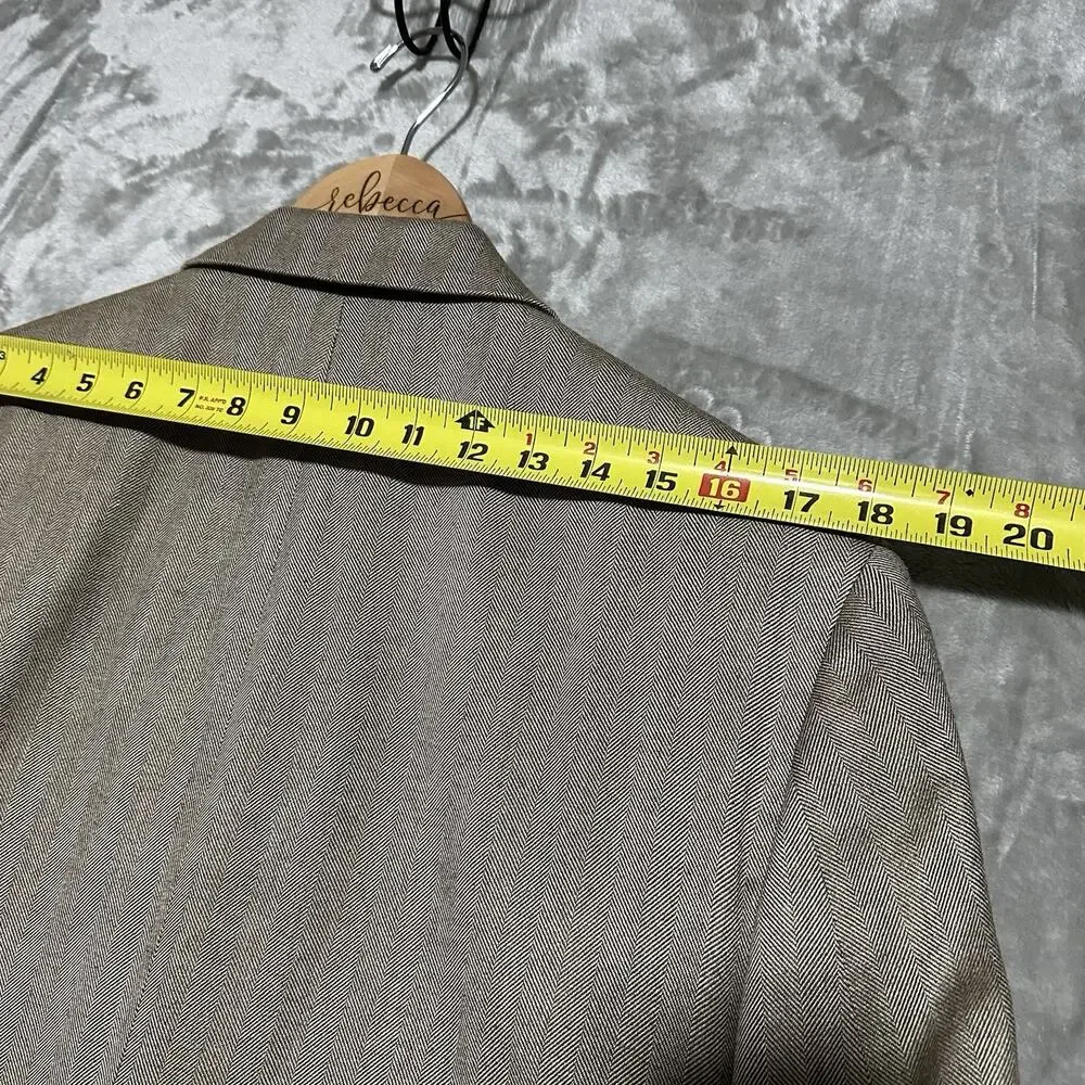 Ralph Ralph Lauren Blazer Sport Coat Mens‎ Size 39L Beige 100% Silk Herringbone